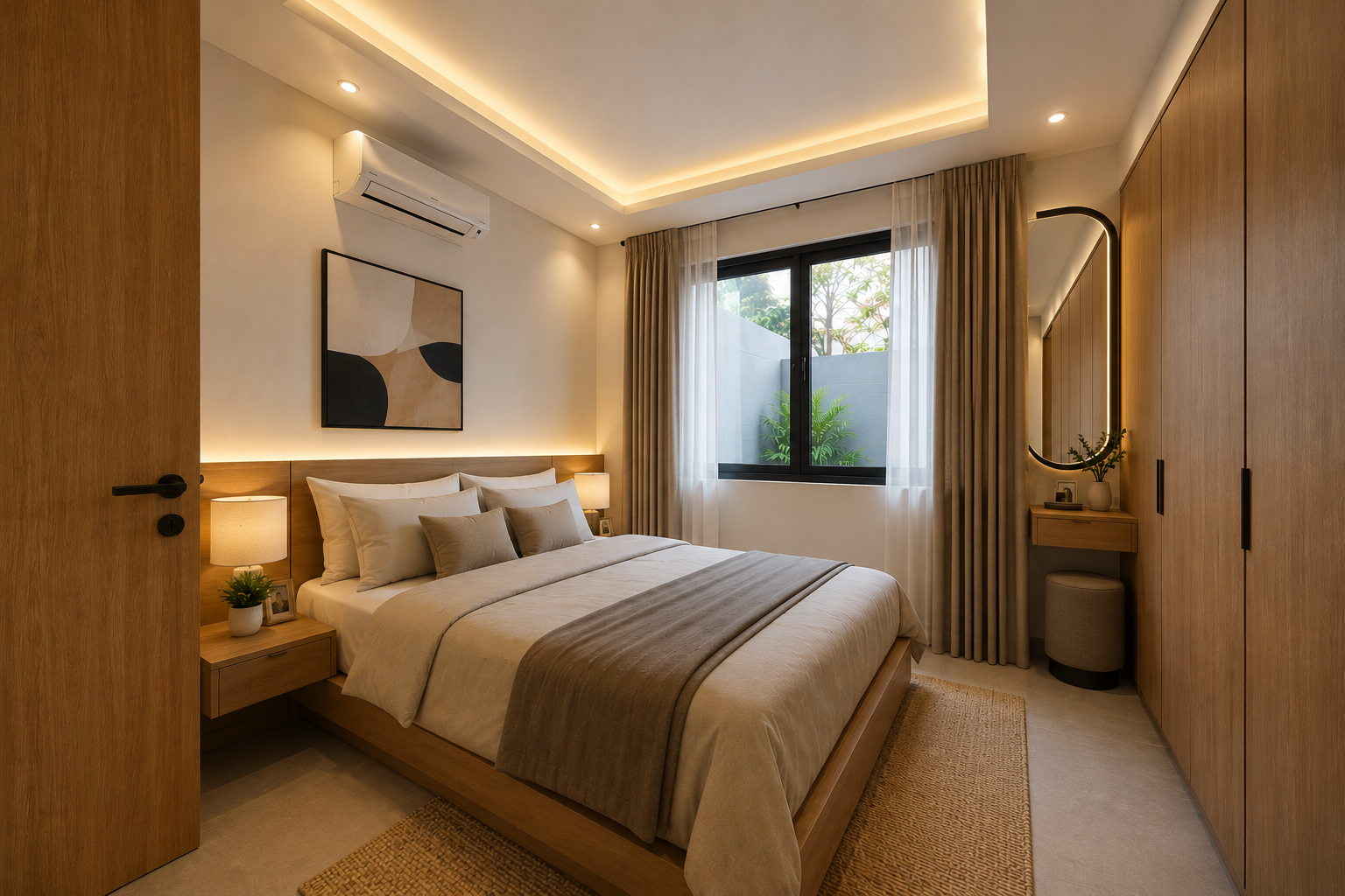 Modern Minimalist Bedroom Interior Visualization